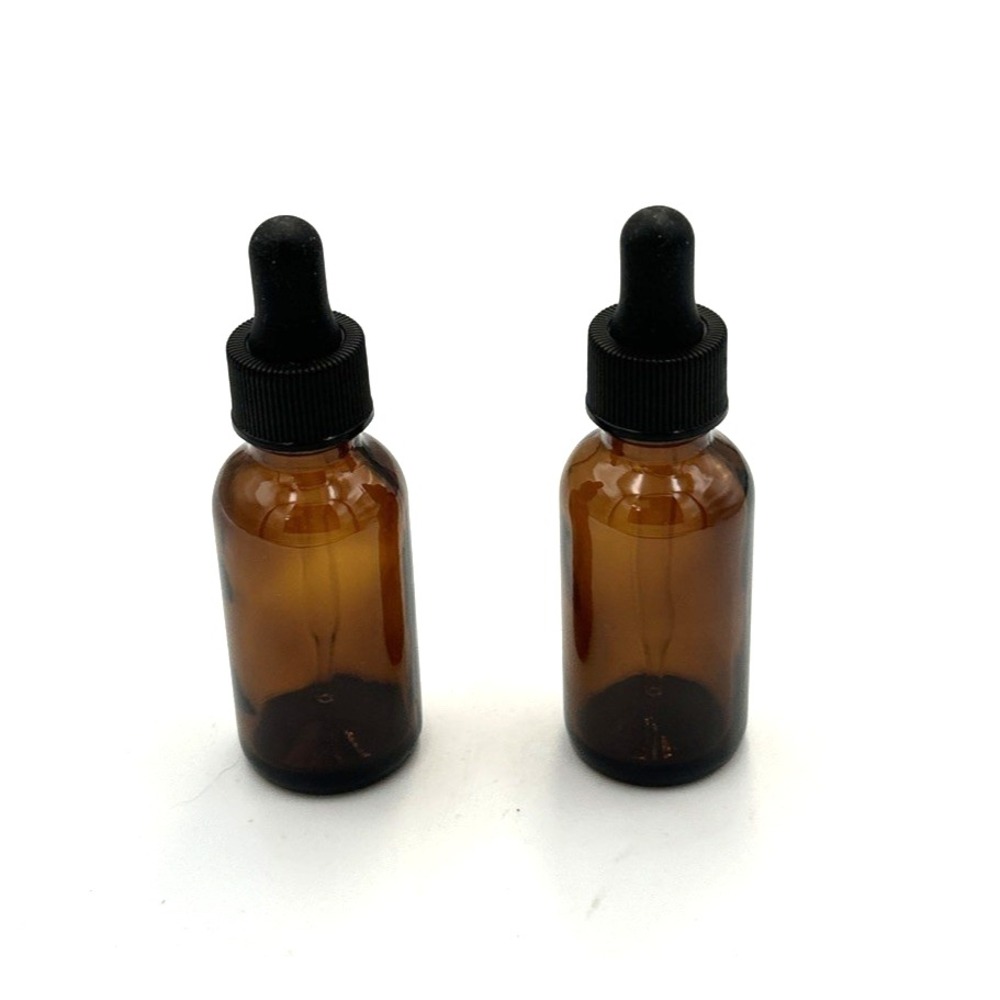 Amber Glass Bottle w/ Black Dropper 1 oz Essential Oils Tinctures DIY Blends